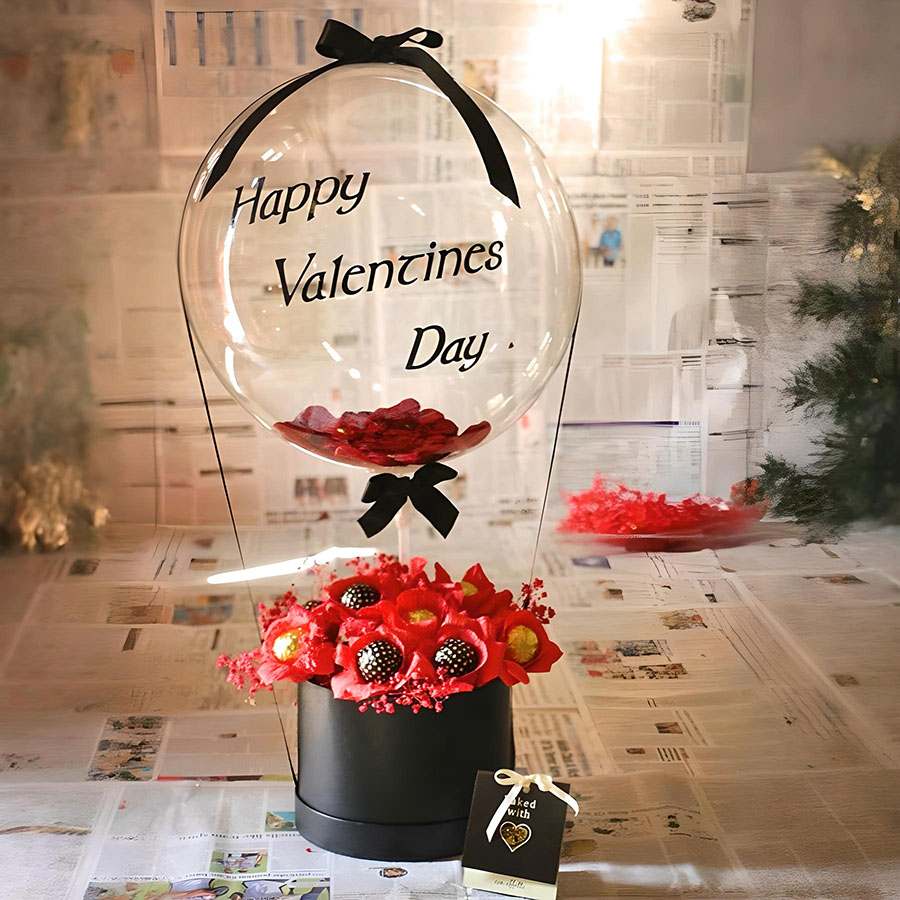Cake Pop Bouquet - Red Blooms with Balloon